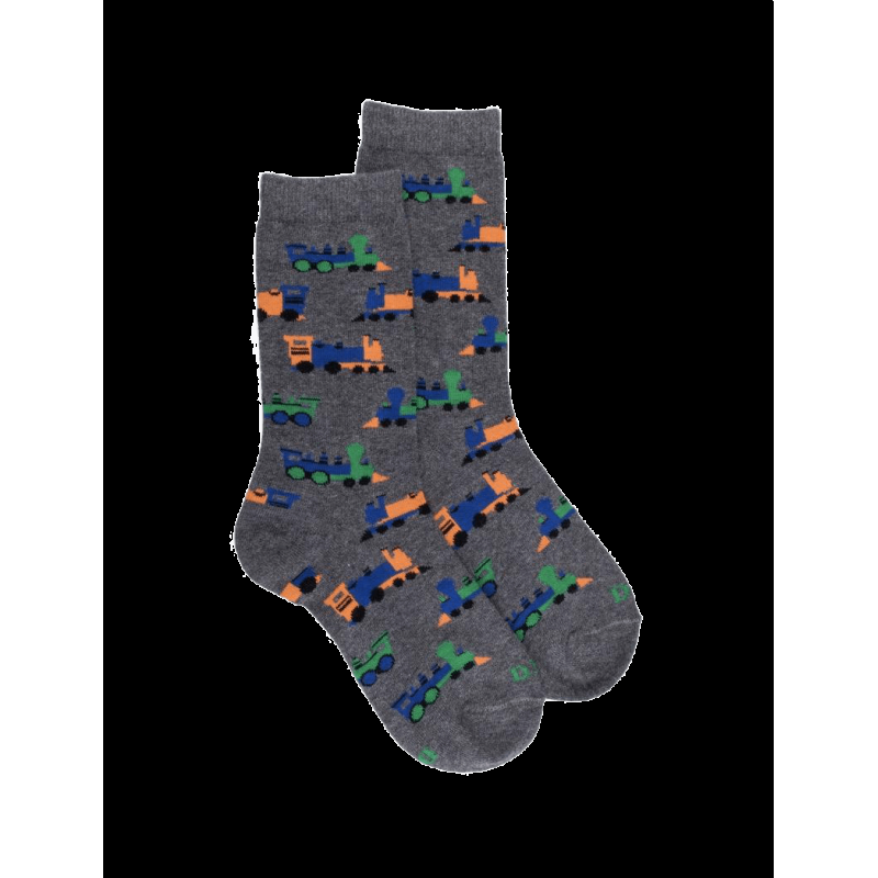 doré doré Chaussettes motifs de petits trains - Gris