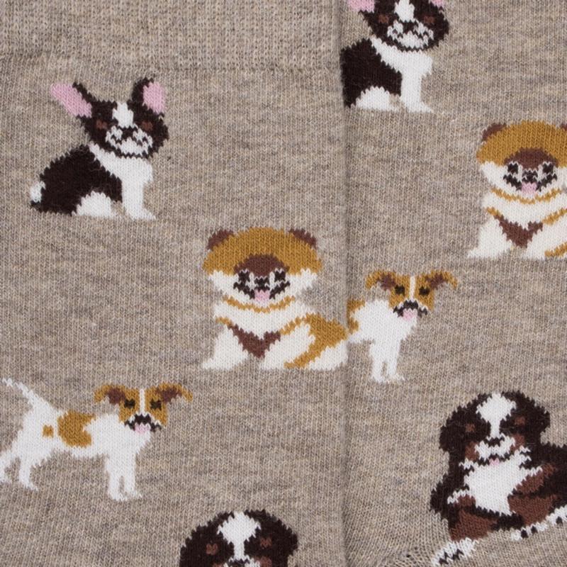 Doré Doré Chaussettes Motifs Petits Chiens - Beige