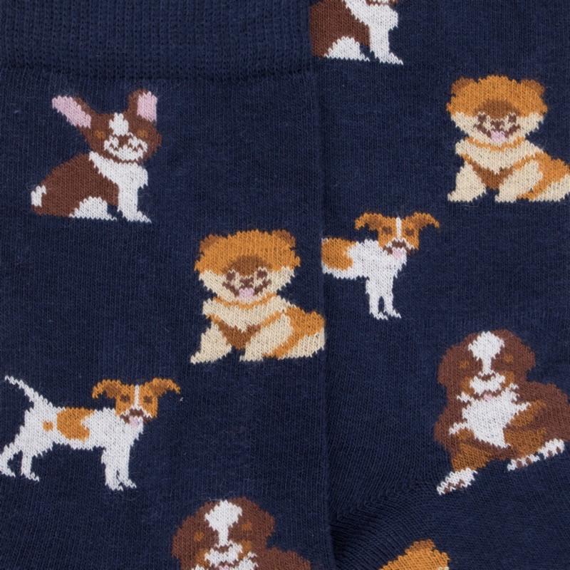 Doré Doré Chaussettes Motifs Petits Chiens - Bleu
