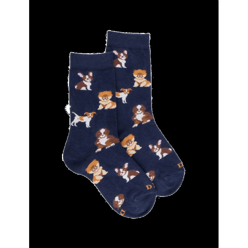 doré doré Chaussettes motifs petits chiens - Bleu