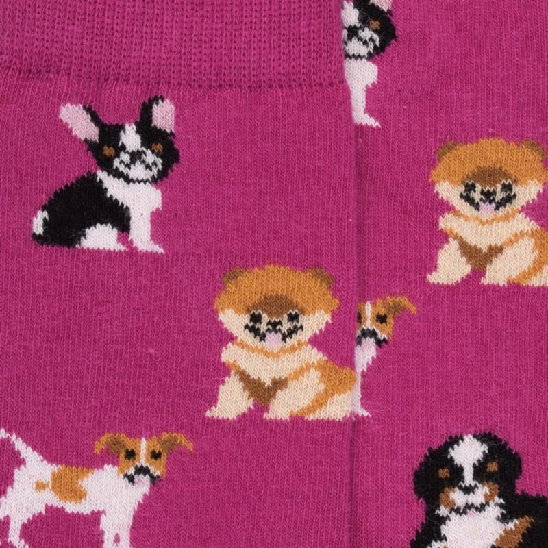 Doré Doré Chaussettes Motifs Petits Chiens - Rose