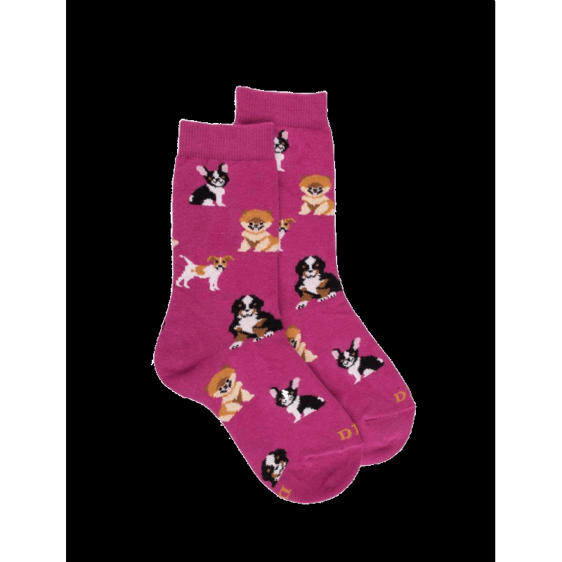 doré doré Chaussettes motifs petits chiens - Rose