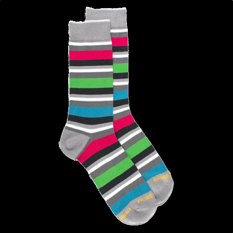 doré doré Chaussettes rayées en coton - Fond gris