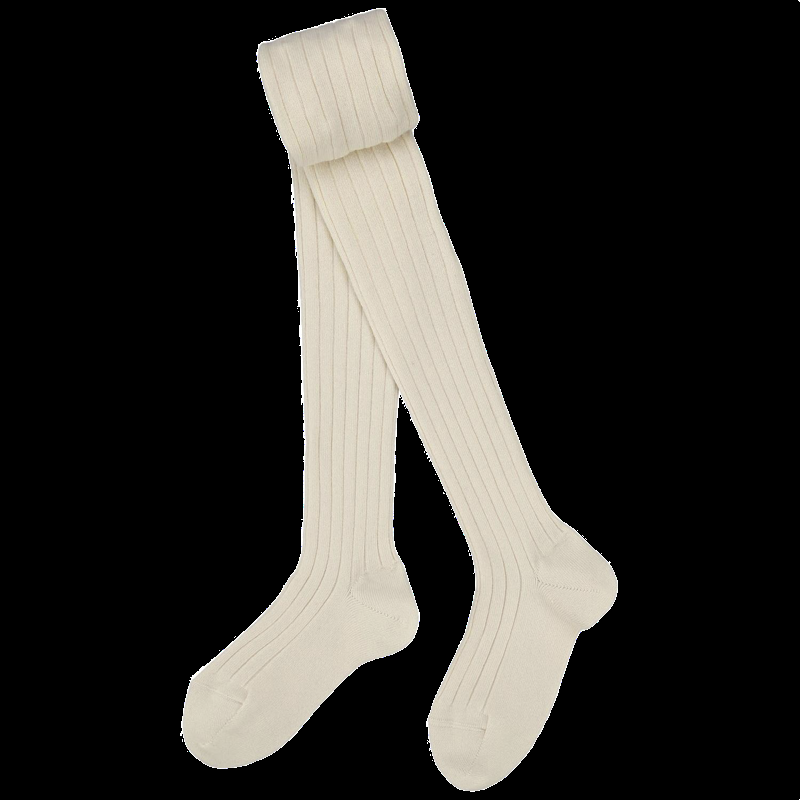 Doré Doré Collant Enfant Côtelé En Coton Doux - Ecru