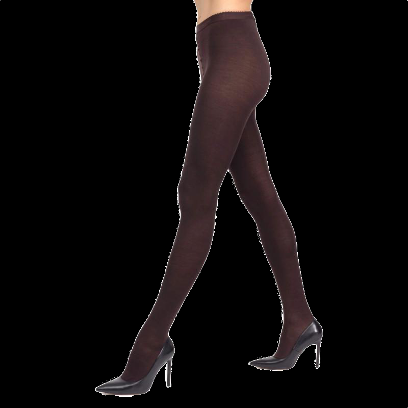 Doré Doré Collant Femme En Laine - Marron Chocolat