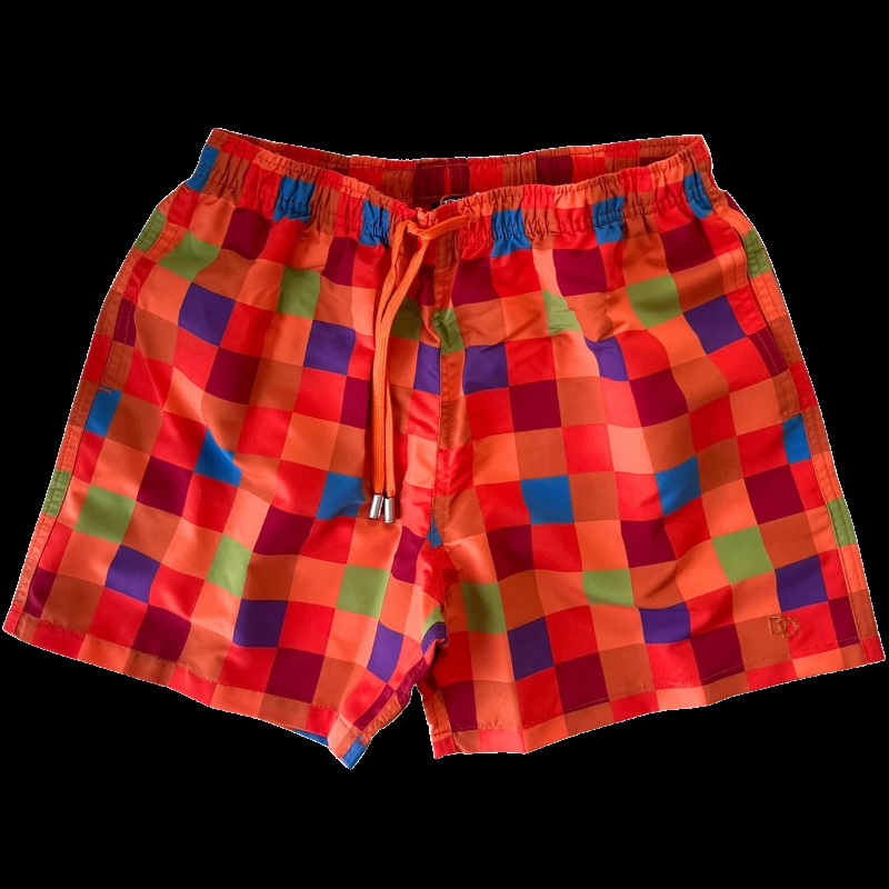doré doré Maillot de bain enfant échiquier - Orange