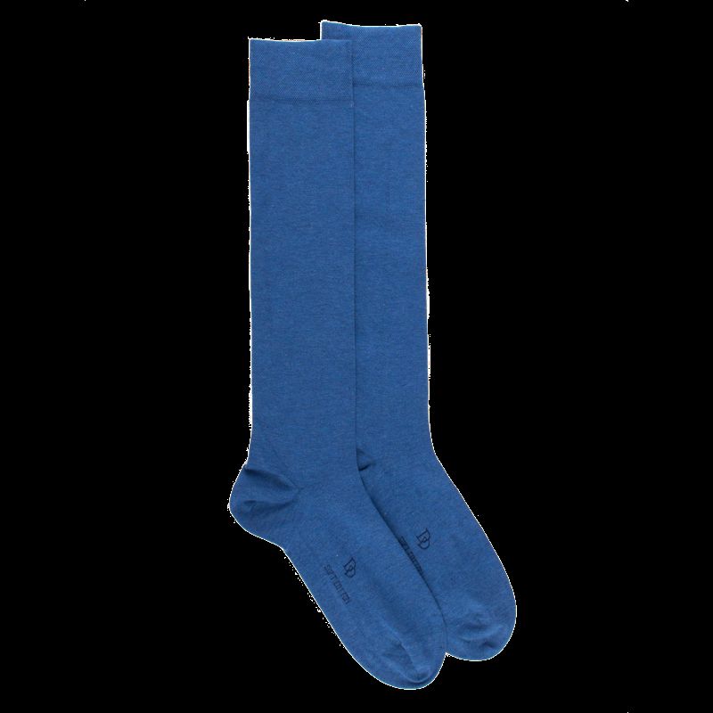 doré doré Mi-bas homme fins en coton égyptien - Bleu