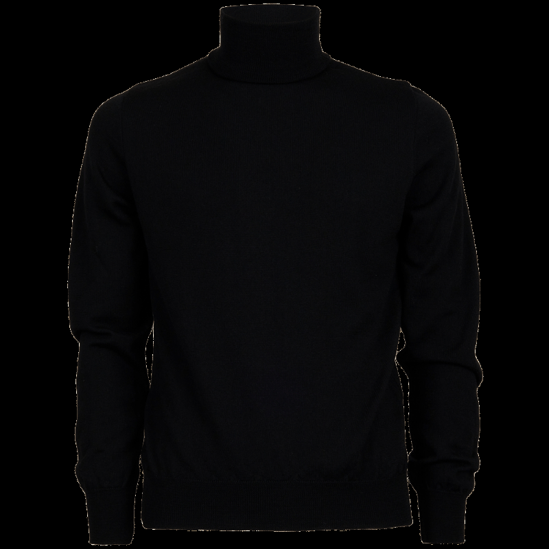 doré doré Pull à col roulé en pure laine - Noir