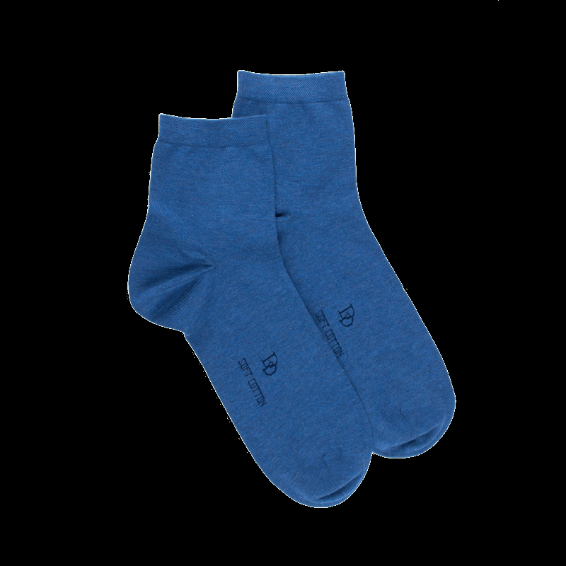 doré doré Socquettes en coton uni pour hommes - Bleu