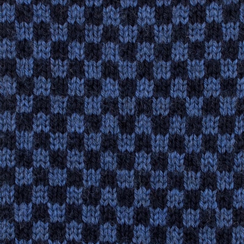 Doré Doré Echarpe 100% Laine Mérinos à Carreaux - Bleu Marine