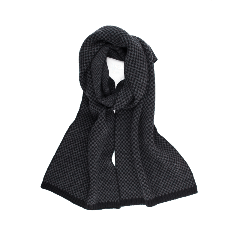 doré doré Echarpe 100% laine mérinos à carreaux - Noire et grise