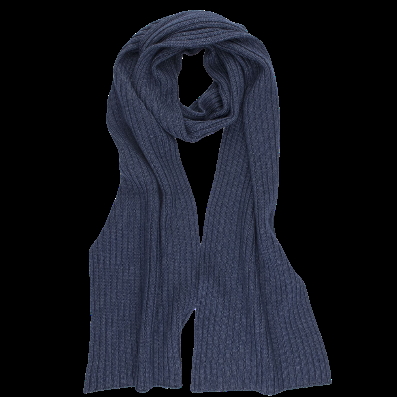 doré doré Echarpe en laine mérinos soie et cachemire - Bleu jean