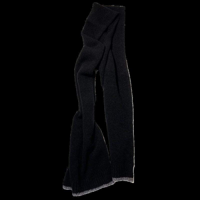 Doré Doré Echarpe Noire En Laine Polaire Avec Bord Gris