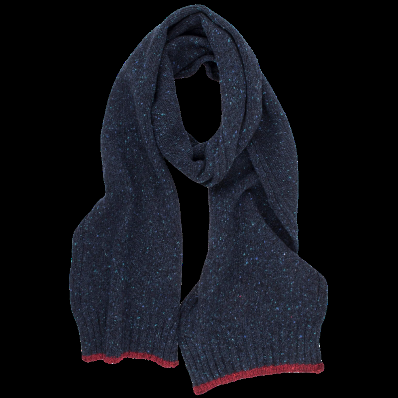 doré doré Écharpe unisexe en laine - Bleu marine foncé & rouge amarante