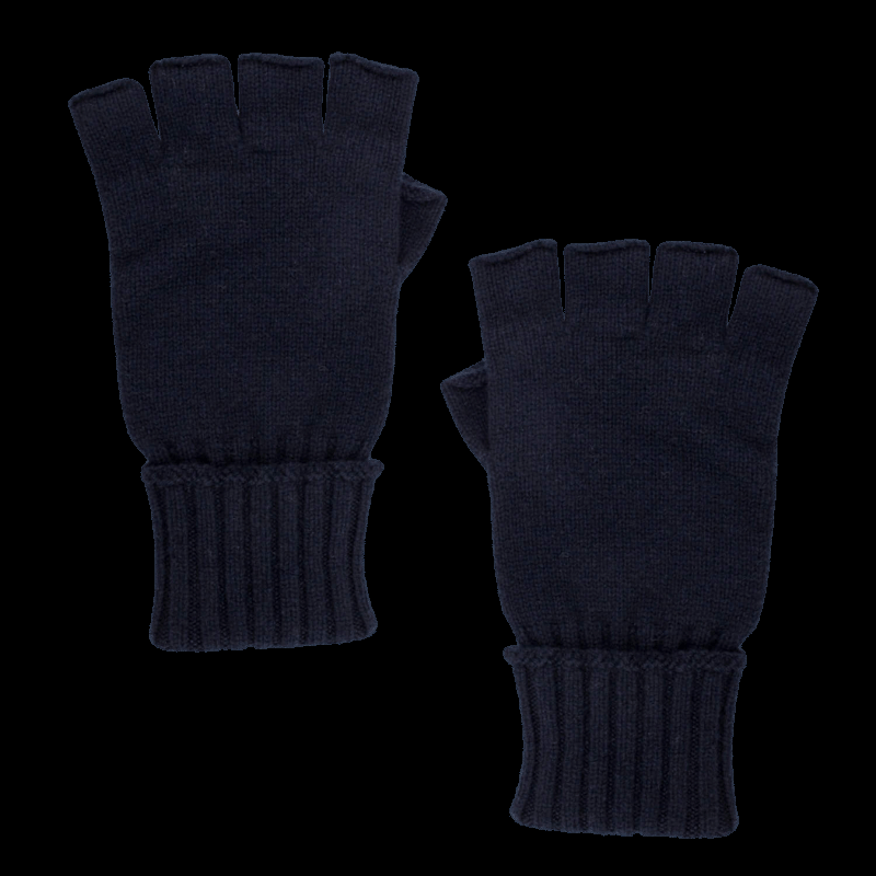 doré doré Gants sans doigt (mitaine) en laine et cachemire - Bleu marine