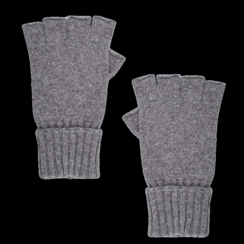 doré doré Gants sans doigt (mitaine) en laine et cachemire - Gris oxford