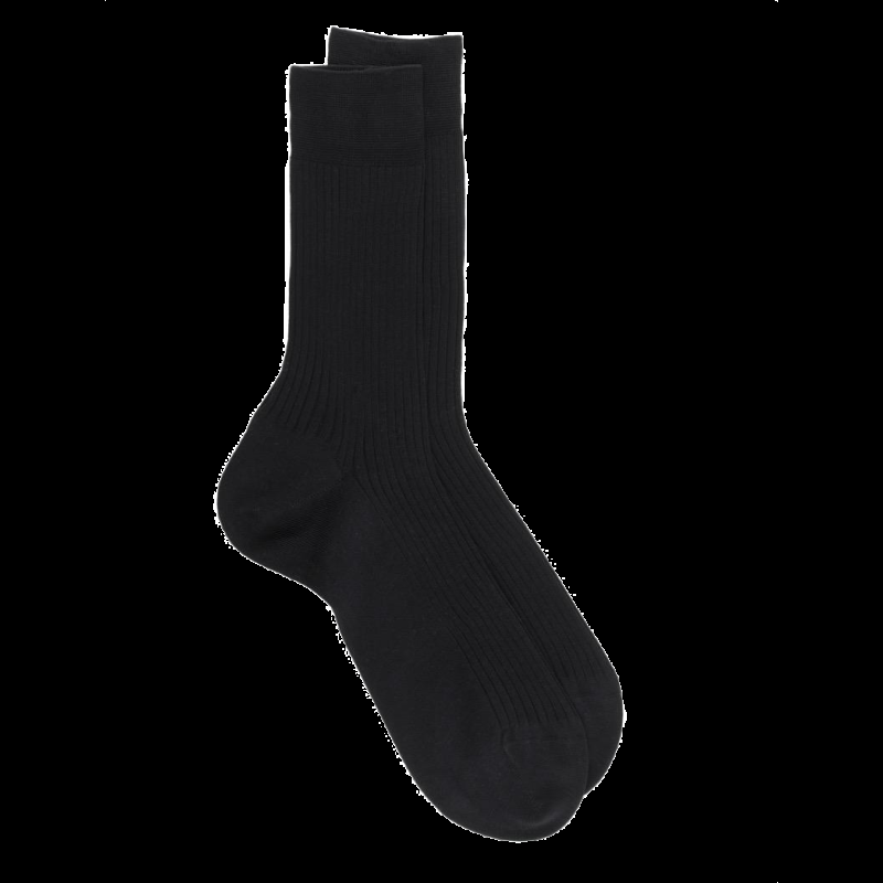 doré doré Lot de 7 chaussettes Homme côtelées en pur fil d'écosse - Noir