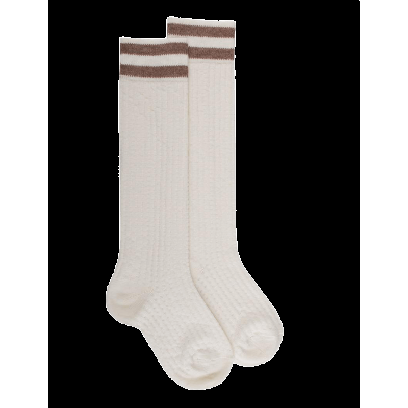 doré doré Mi-bas coton enfant fantaisie à bandes - Ecru