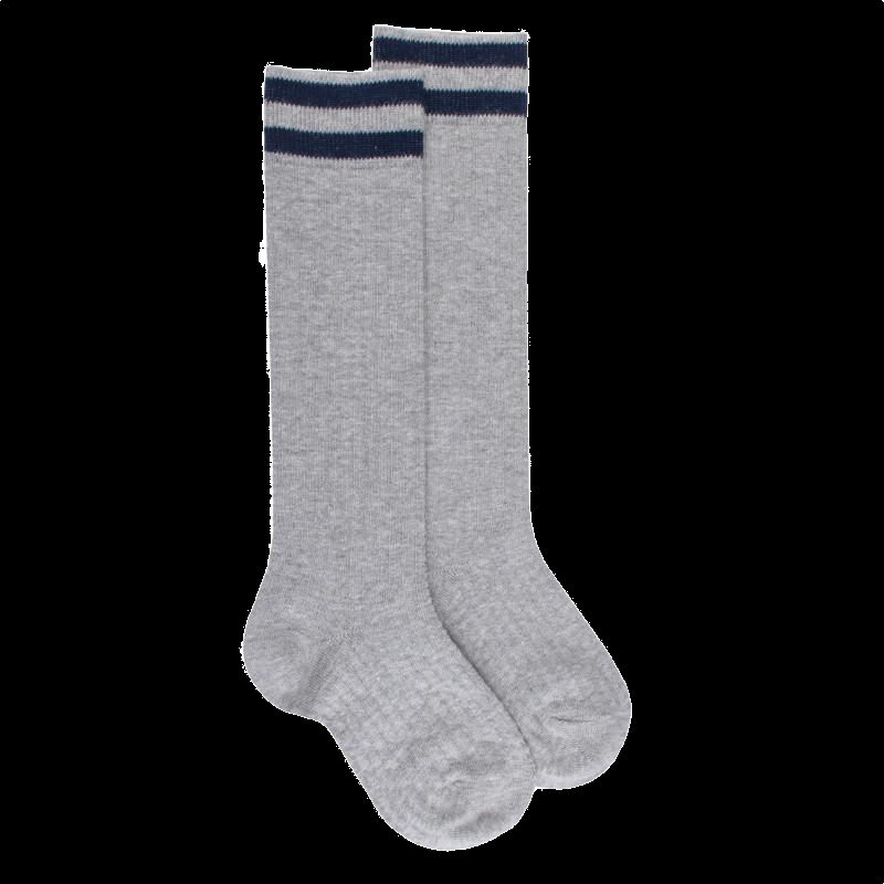 doré doré Mi-bas coton enfant fantaisie à bandes - Gris