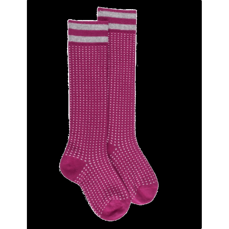 doré doré Mi-bas coton enfant fantaisie à bandes - Rose