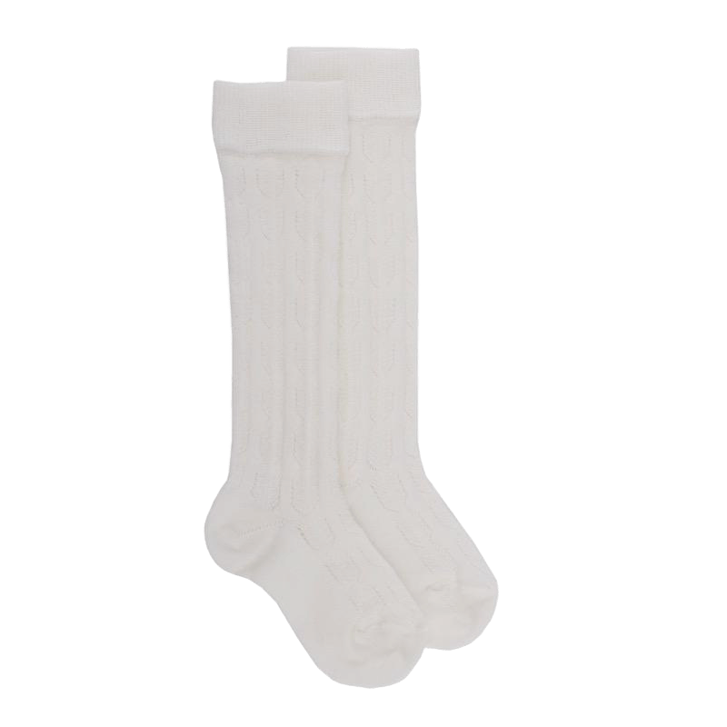 doré doré Mi-bas enfant ajourés en coton - Blanc Givre