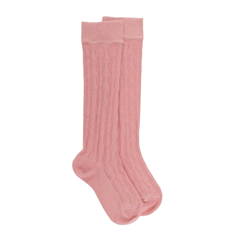 doré doré Mi-bas enfant ajourés en coton - Rose Praline