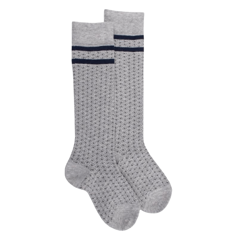 doré doré Mi-bas enfant en coton avec motif tissés - Gris Rocheux
