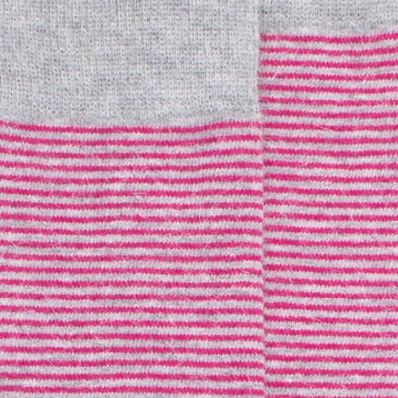 Doré Doré Mi-bas Enfant En Viscose Et Angora - Gris Et Rose à Rayures