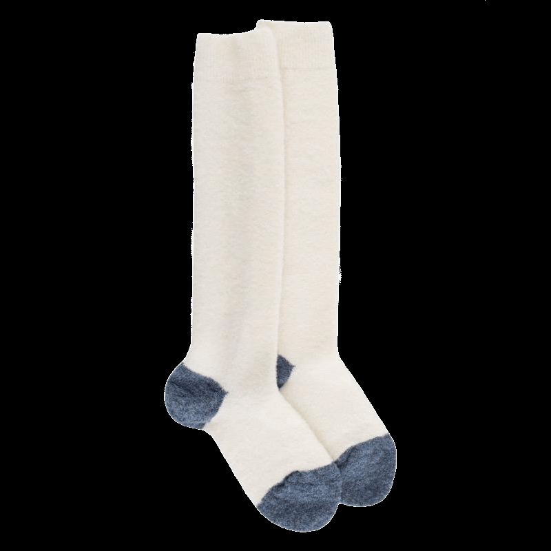 doré doré Mi-bas enfants en laine polaire - Ecru et bleu