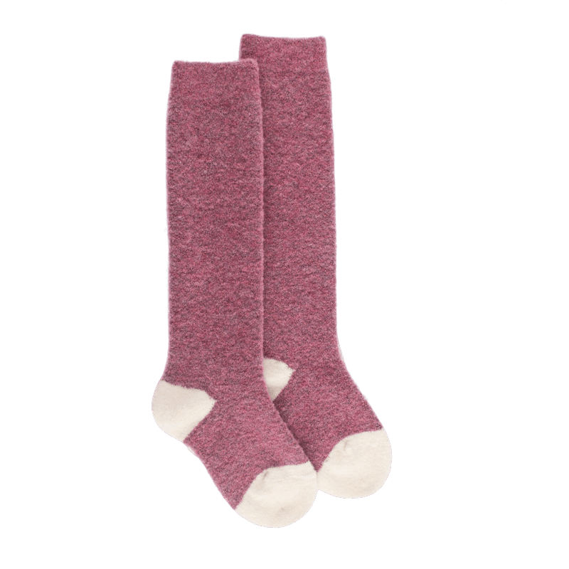 doré doré Mi-bas enfants en laine polaire - Rose et écru