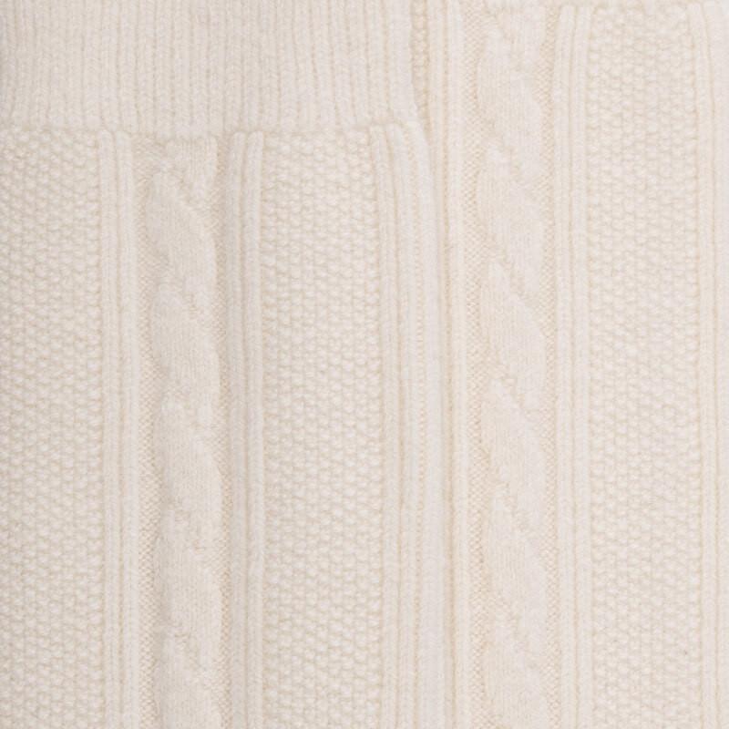 Doré Doré Mi-bas Femme En Laine Et Cachemire à Motif Torsadés - Blanc Givre