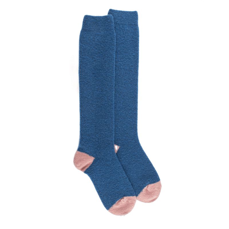 doré doré Mi-bas femme en laine polaire - Bleu saphir & Rose Praline