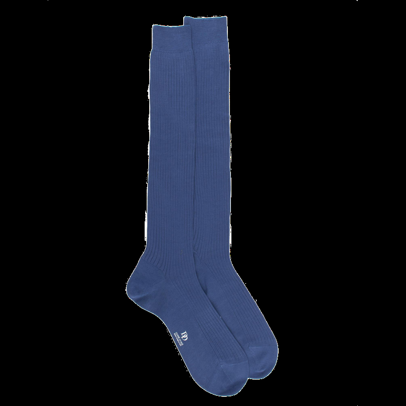 doré doré Mi-bas homme à côtes 100% fil d'Écosse - Bleu