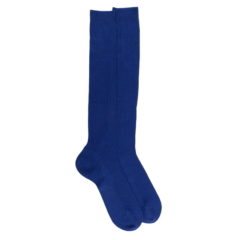 doré doré Mi-bas homme à côtes 100% fil d'Écosse - Bleu