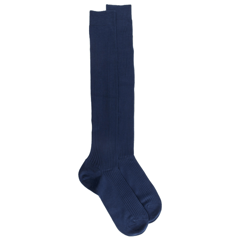 Doré Doré Mi-bas Homme Côtelés 100% Fil D'écosse - Bleu Marine