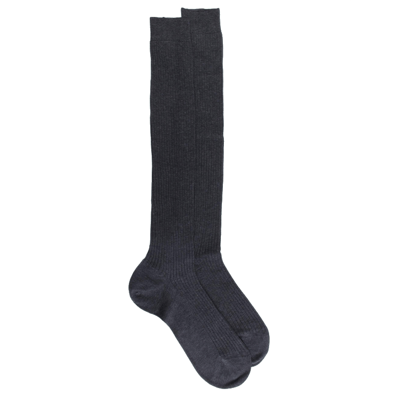 doré doré Mi-bas homme côtelés 100% fil d'écosse - Gris anthracite