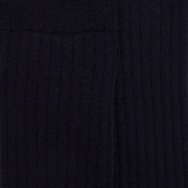 Doré Doré Mi-bas Homme Côtelés 100% Laine Fine Mérinos - Bleu Marine Foncé