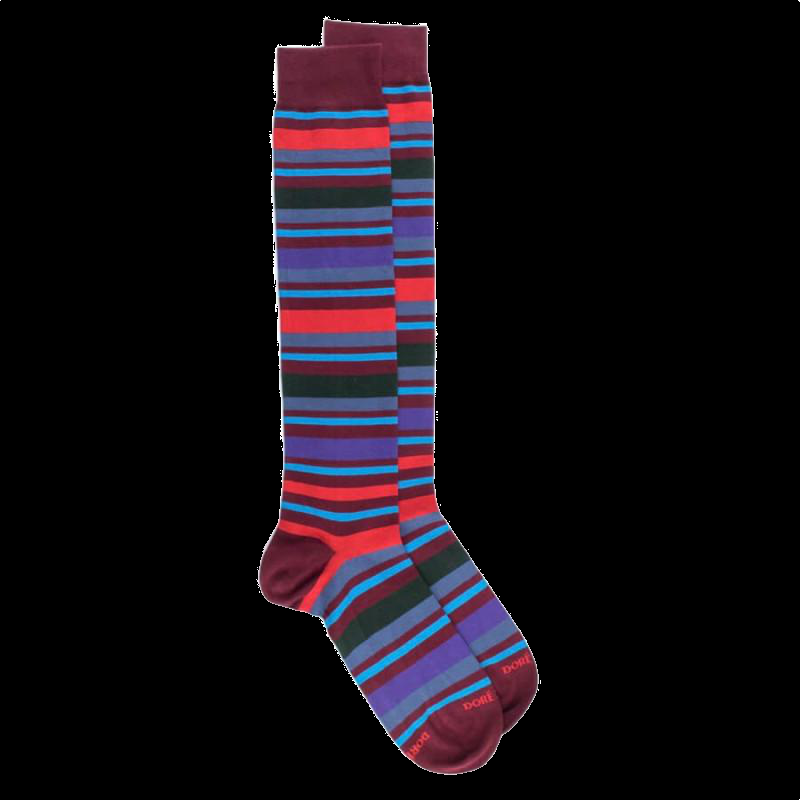 doré doré Mi-bas homme en coton doux à rayures multicolores