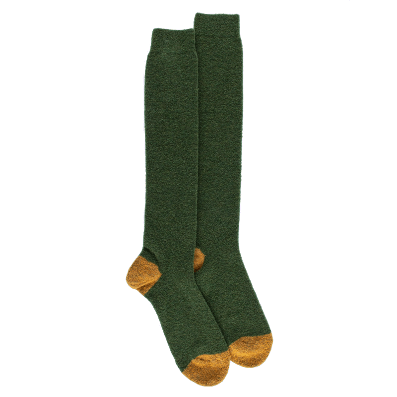 doré doré Mi-bas homme en laine polaire - Vert Campagne & Jaune Pissenlit