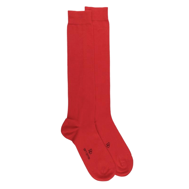 doré doré Mi-bas homme fins en coton égyptien - Rouge Ponceau