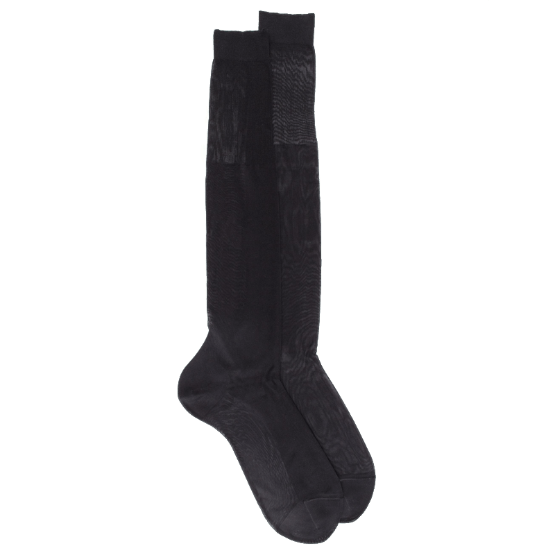 Doré Doré Mi-bas Homme Luxe 100% Soie Naturelle - Noir