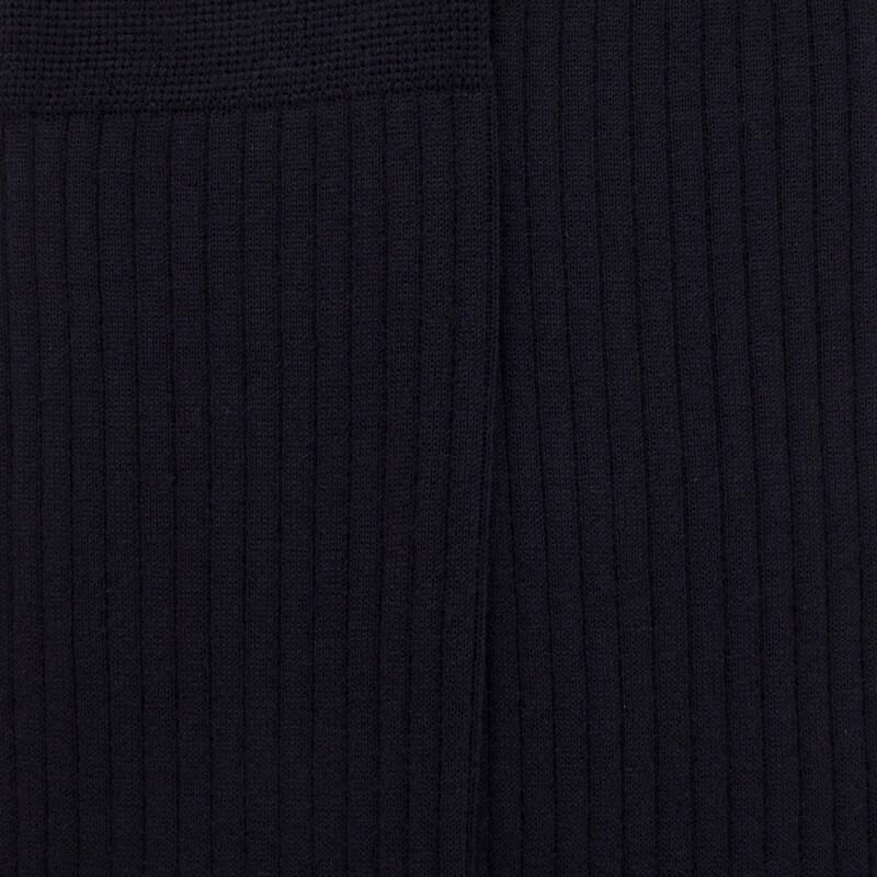 Doré Doré Mi-bas Homme Luxe à Côtes En Laine Mérinos Extra Fine - Bleu Marine Foncé