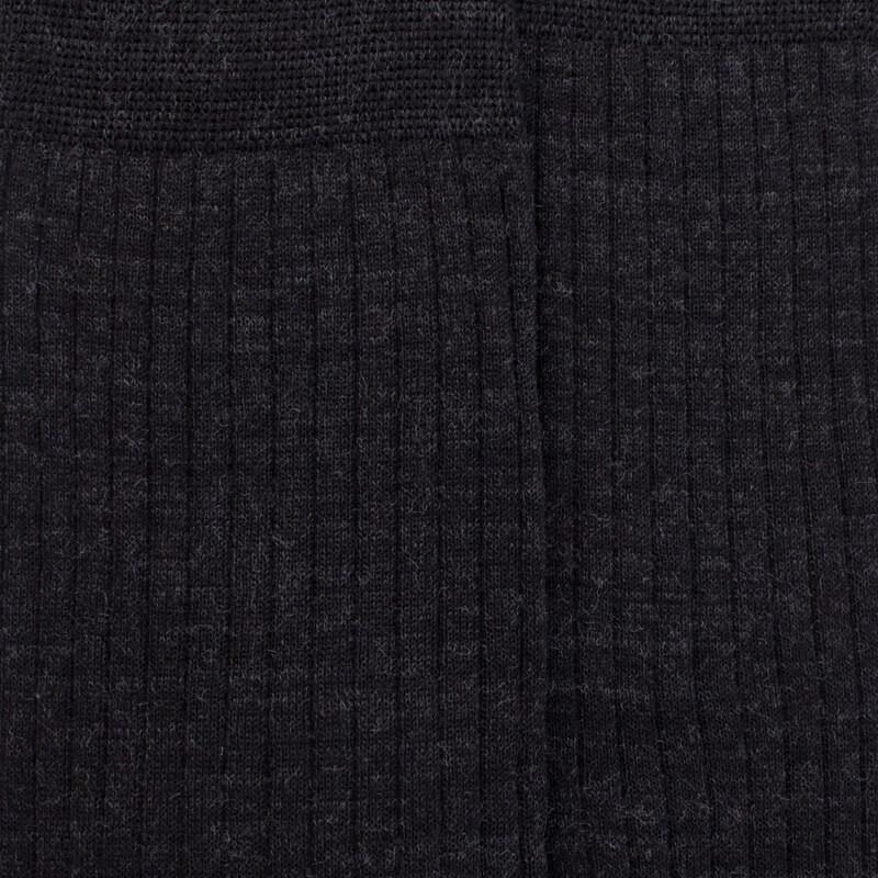 Doré Doré Mi-bas Homme Luxe à Côtes En Laine Mérinos Extra Fine - Gris Anthracite