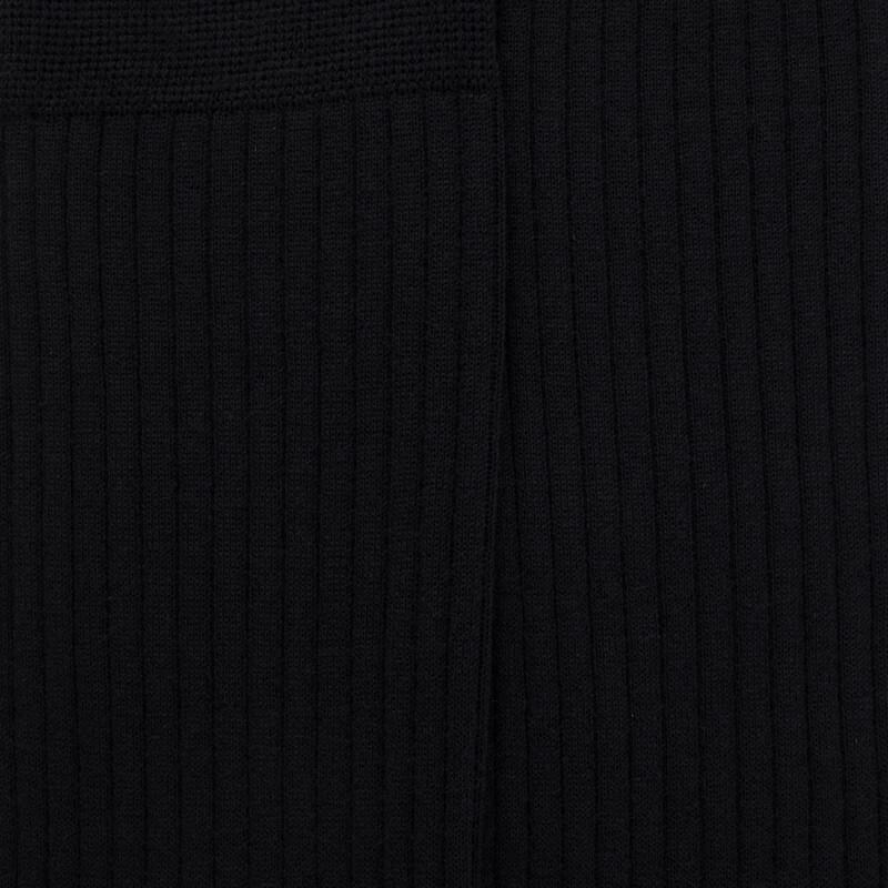 Doré Doré Mi-bas Homme Luxe à Côtes En Laine Mérinos Extra Fine - Noir