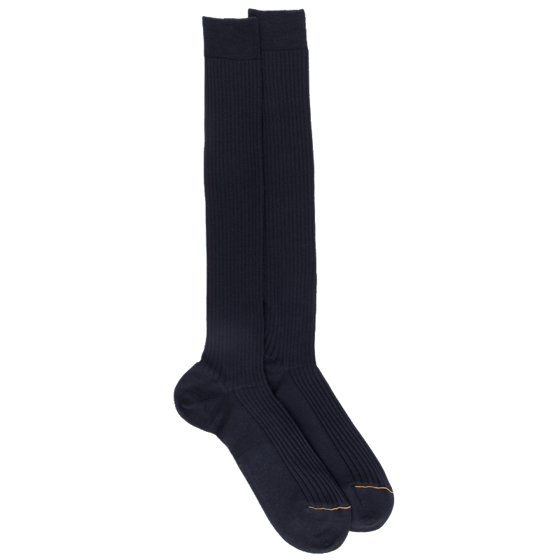 doré doré Mi-bas homme luxe à côtes en laine mérinos extra fine - Bleu marine foncé