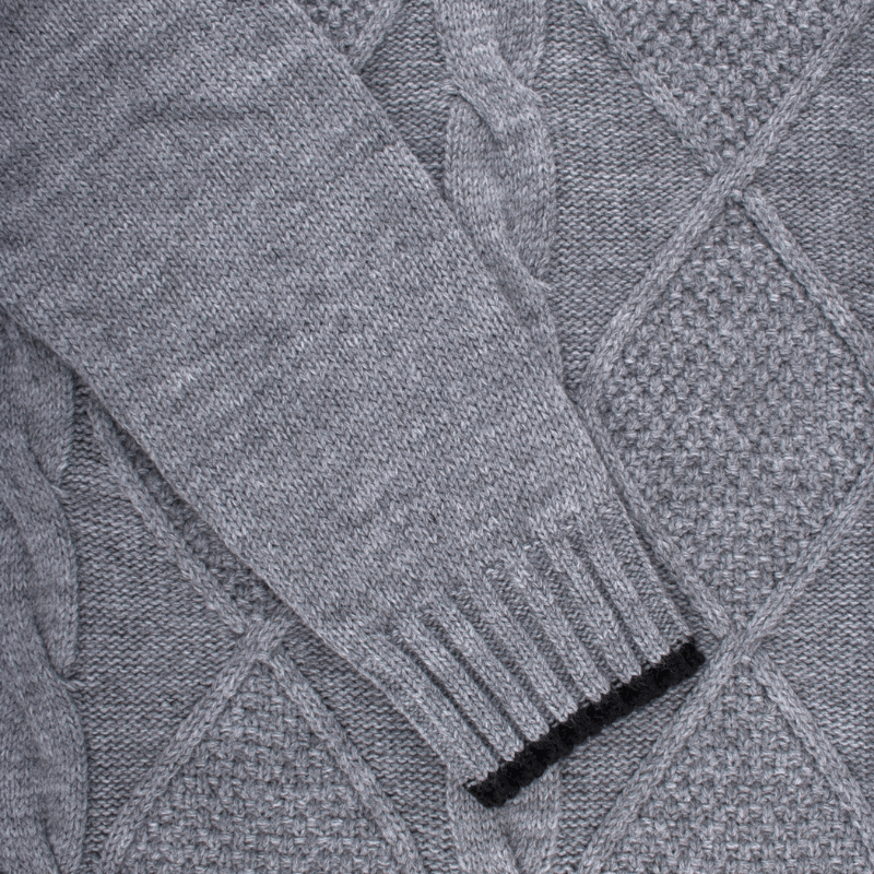 Doré Doré Pull à Col Rond En Laine Et Alpaga Avec Tresses Tricotées - Gris Oxford & Noir