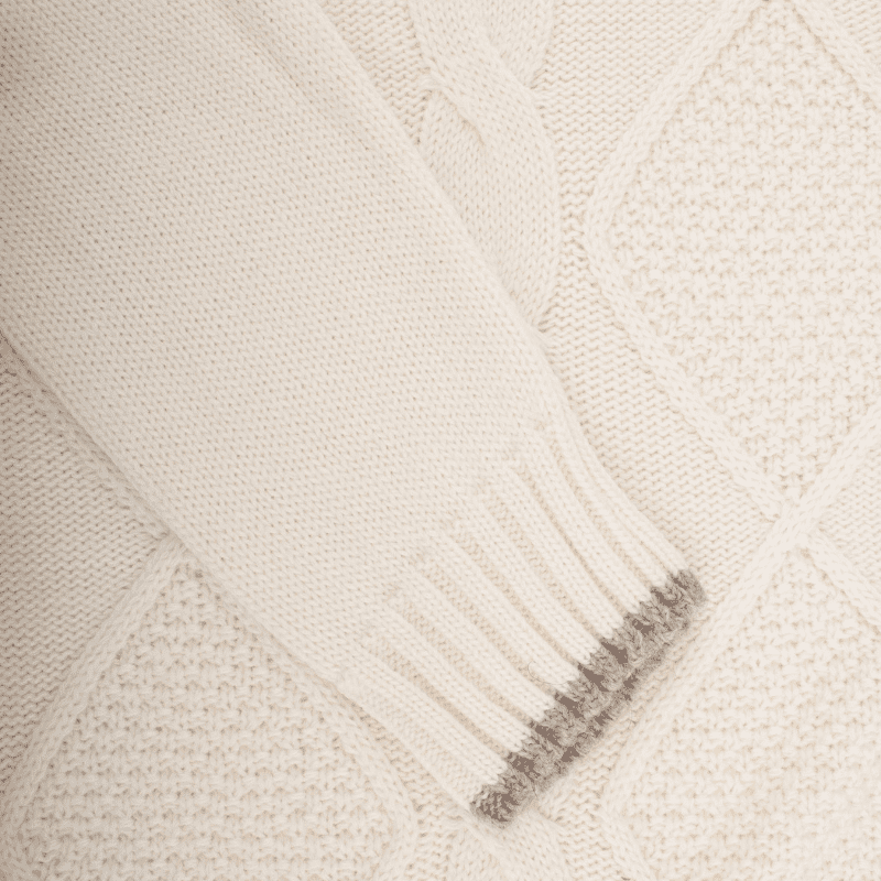Doré Doré Pull à Col Rond En Laine Et Alpaga Avec Tresses Tricotées - Ecru & Blanc Grive