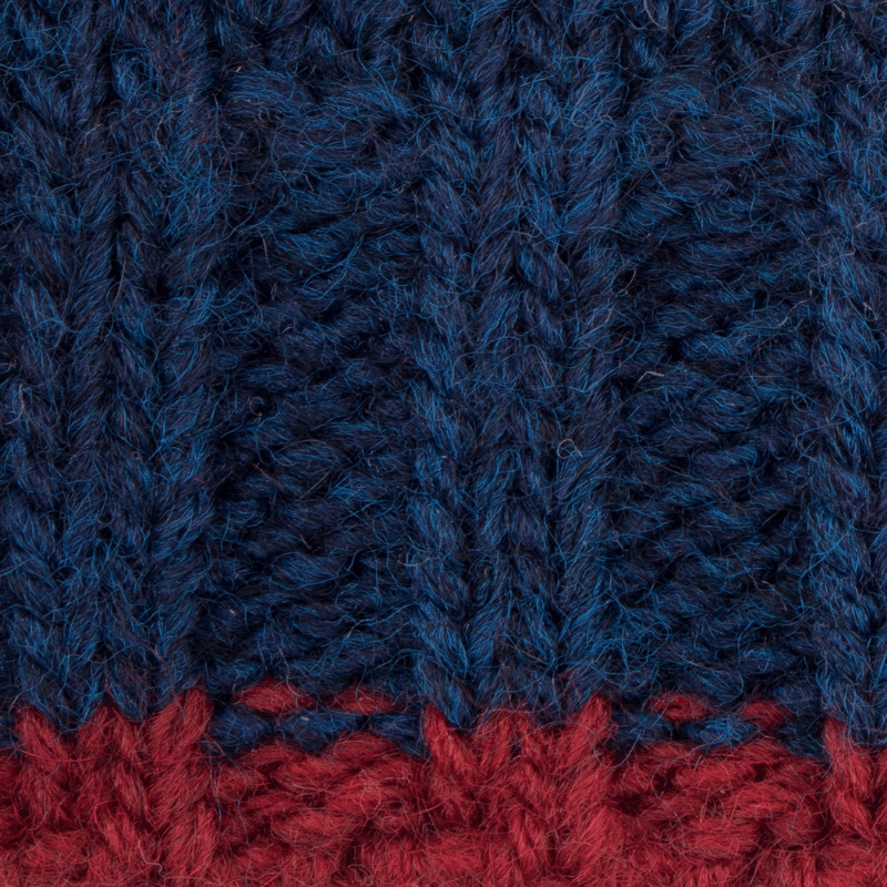 Doré Doré Pull à Col Rond En Laine Et Alpaga Avec Tresses Tricotées - Bleu Caban & Rouge Brique