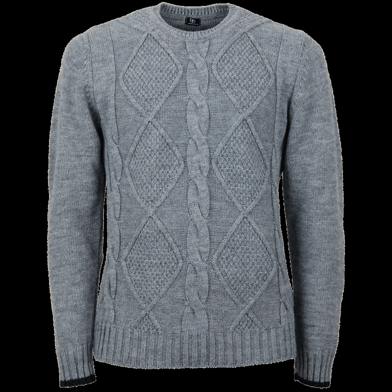 doré doré Pull à col rond en laine et alpaga avec tresses tricotées - Gris oxford & Noir