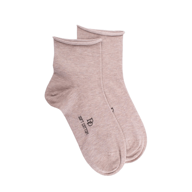 doré doré Socquettes avec bord roulé en coton égyptien - Beige